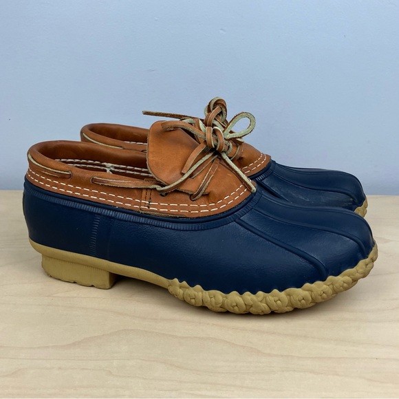 L.L. Bean Shoes - L.L. Bean Women’s Size 6.5 W+ Duck Boot Rubber Moc Brown & Navy Slip On Shoes
